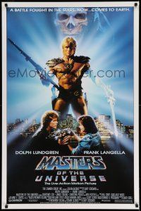 8w532 MASTERS OF THE UNIVERSE 1sh '87 great image of Dolph Lundgren as He-Man!