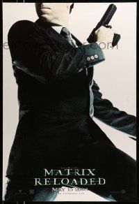 8w540 MATRIX RELOADED teaser DS 1sh '03 great image of Hugo Weaving as Agent Smith with gun!