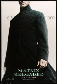 8w541 MATRIX RELOADED teaser DS 1sh '03 great image of Keanu Reeves as Neo!