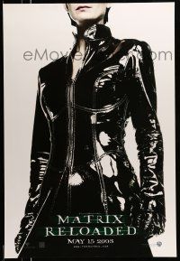 8w539 MATRIX RELOADED teaser DS 1sh '03 great image of Carrie-Anne Moss as Trinity in leather!