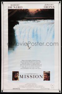 8w564 MISSION 1sh '86 Robert De Niro, Jeremy Irons, cool waterfall artwork!