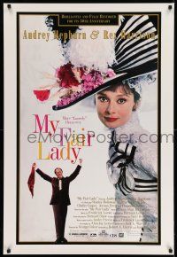 8w578 MY FAIR LADY 1sh R94 great close-up image of Audrey Hepburn, Rex Harrison!