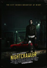 8w592 NIGHTCRAWLER advance DS 1sh '14 cool image of Jake Gyllenhaal with camera and sports car!