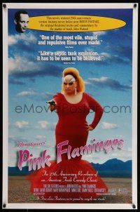 8w609 PINK FLAMINGOS 1sh R97 Divine, Mink Stole, John Waters' classic exercise in poor taste!