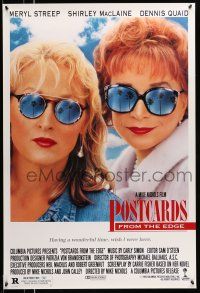 8w616 POSTCARDS FROM THE EDGE 1sh '90 great image of Shirley MacLaine & Meryl Streep w/sunglasses!