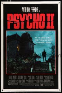 8w628 PSYCHO II 1sh '83 Anthony Perkins as Norman Bates, cool creepy image of classic house!