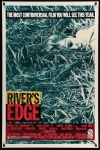 8w661 RIVER'S EDGE 1sh '86 Keanu Reeves, Crispin Glover, most controversial film!