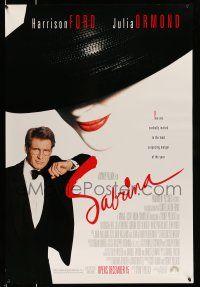 8w681 SABRINA advance 1sh '95 suave Harrison Ford in tuxedo, sexy Julia Ormond in hat!