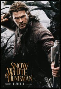 8w711 SNOW WHITE & THE HUNTSMAN teaser 1sh '12 cool image of Chris Hemsworth in title role!