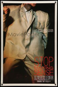 8w746 STOP MAKING SENSE 1sh '84 Jonathan Demme, Talking Heads, close-up of David Byrne's suit!