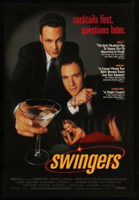 8w755 SWINGERS reviews 1sh '96 Vince Vaughn & Jon Favreau, cocktails first, questions later!