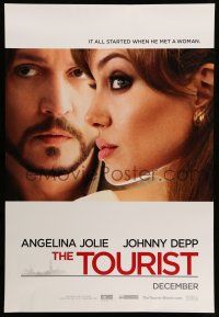 8w794 TOURIST teaser DS 1sh '10 von Donnersmarck, cool image of Johnny Depp & Angelina Jolie!