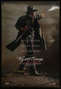 8w844 WYATT EARP 1sh '94 cool image of Kevin Costner in the title role firing gun!