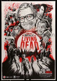 8w847 YEAR OF THE LIVING DEAD 1sh '13 wonderful art of George Romero & zombies by Gary Pullin!
