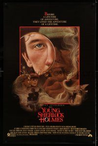 8w849 YOUNG SHERLOCK HOLMES 1sh '85 Steven Spielberg, Nicholas Rowe, really cool detective art!