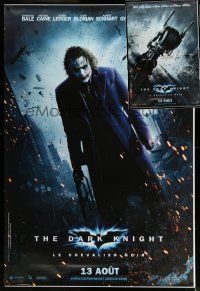 8x243 LOT OF 2 UNFOLDED DOUBLE-SIDED TEASER DARK KNIGHT FRENCH ONE-PANELS '08 Batman & Joker!