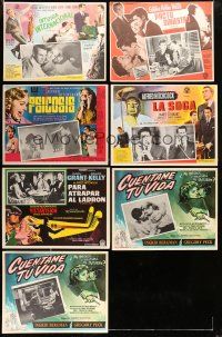 8x088 LOT OF 7 HITCHCOCK MEXICAN LOBBY CARDS '60s-70s great scenes from the master of suspense!