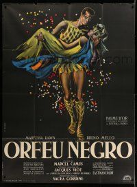 8y807 BLACK ORPHEUS French 1p R61 Marcel Camus' Orfeu Negro, best art by Georges Allard!