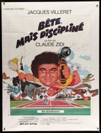 8y840 DUMB BUT DISCIPLINED French 1p '79 wacky Ferracci art of Jacques Villeret playing tennis!