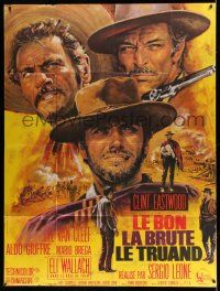 8y862 GOOD, THE BAD & THE UGLY French 1p R70s Clint Eastwood, Van Cleef, Sergio Leone, Mascii art!