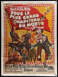 8y867 GREATEST SHOW ON EARTH French 1p R70s Cecil B. DeMille circus classic, different Soubie art!