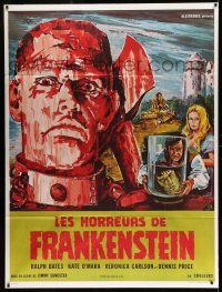 8y875 HORROR OF FRANKENSTEIN French 1p '71 Hammer horror, cool different monster art by Belinsky!