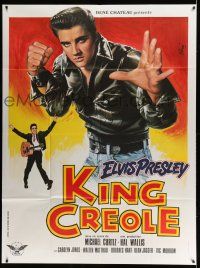 8y884 KING CREOLE French 1p R78 best different artwork of tough Elvis Presley by Jean Mascii!