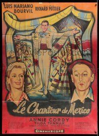 8y890 LE CHANTEUR DE MEXICO French 1p '56 colorful art of Luis Mariano, Bourvil & Annie Cordy!