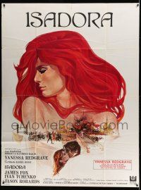 8y896 LOVES OF ISADORA French 1p '69 best different art of sexy Vanessa Redgrave by Michel Landi!