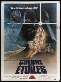 8y958 STAR WARS French 1p '77 George Lucas classic sci-fi epic, great art by Tom Jung!