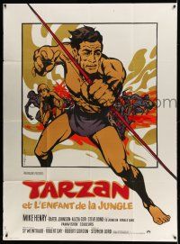 8y964 TARZAN & THE JUNGLE BOY French 1p '68 different art of Mike Henry with bow by Michel Landi!