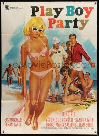 8y983 WEEKEND WIVES French 1p '66 sexy Jean Mascii art of Italian beach Play Boy Party!