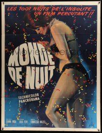 8y992 WORLD BY NIGHT French 1p R60s Luigi Vanzi's Il Mondo di notte, different sexy showgirl art!