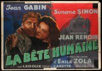 8y038 LA BETE HUMAINE French 2p '38 Jean Renoir, art of Jean Gabin hugging Simone Simon by train!
