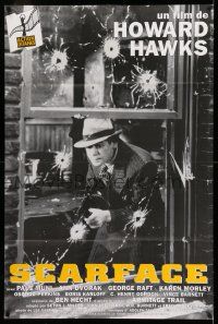 8y066 SCARFACE French 32x47 R90s Howard Hawks, cool different image of gangster Paul Muni!