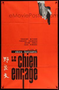 8y068 STRAY DOG French 31x48 '61 Akira Kurosawa's Nora Inu, cool Japanese noir, Etchevery art!