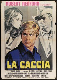 8y482 CHASE Italian 1p R1970s different art of Robert Redford between Marlon Brando & Jane Fonda!