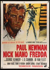 8y494 COOL HAND LUKE Italian 1p '67 Paul Newman classic, completely different Brini art, rare!
