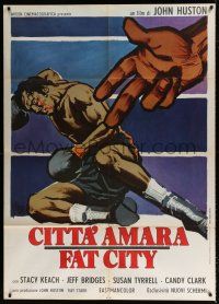 8y521 FAT CITY Italian 1p '73 John Huston, wonderful completely different boxing art by Symeoni!
