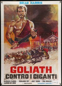 8y535 GOLIATH AGAINST THE GIANTS Italian 1p R60s art of Brad Harris, Goliath Contro I Giganti
