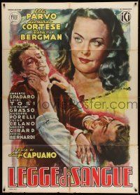 8y599 LEGGE DI SANGUE Italian 1p '48 Ciriello art of two men fighting over woman, Law of Blood!