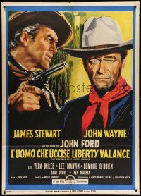 8y616 MAN WHO SHOT LIBERTY VALANCE Italian 1p '63 John Wayne & James Stewart, Ford, different art!