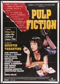 8y662 PULP FICTION Italian 1p '94 Quentin Tarantino, close up of sexy Uma Thurman smoking!