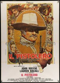8y696 SHOOTIST Italian 1p '76 cool Richard Amsel artwork of cowboy John Wayne & top cast!