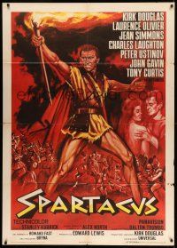 8y711 SPARTACUS Italian 1p R60s different art of Kirk Douglas, Stanley Kubrick classic epic!