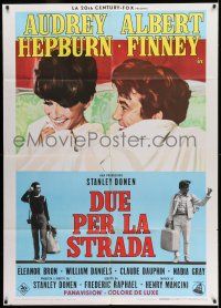 8y753 TWO FOR THE ROAD Italian 1p '67 art of Audrey Hepburn & Albert Finney in bed, Stanley Donen!