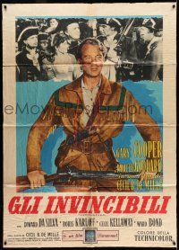 8y757 UNCONQUERED Italian 1p R56 different art of Gary Cooper in buckskin with rifle!