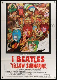 8y776 YELLOW SUBMARINE Italian 1p R70s cool psychedelic art of Beatles John, Paul, Ringo & George!