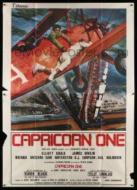 8y313 CAPRICORN ONE Italian 2p '78 cool different art of Elliott Gould in airplane over rocket!