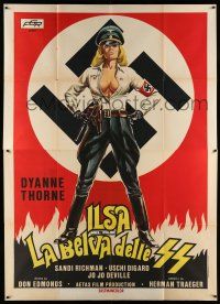 8y347 ILSA SHE WOLF OF THE SS Italian 2p '75 Dyanne Thorne, ultimate bad taste Nazi related poster